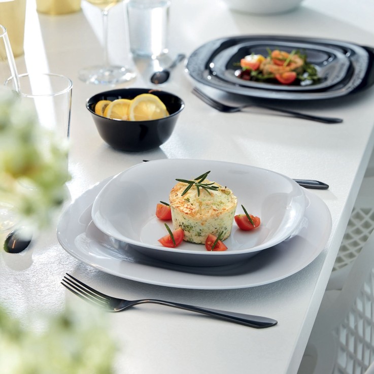 6 assiettes creuses grises 22,8 x 21,2 cm -CARINE