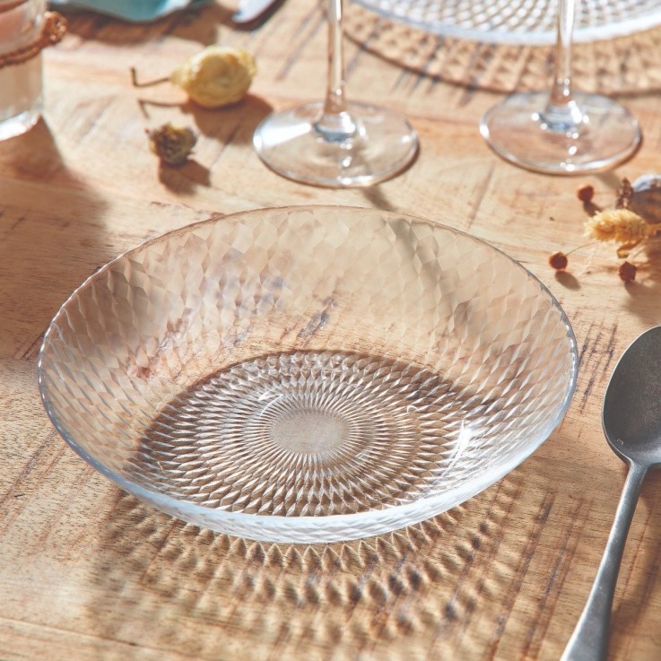 6 assiettes creuses en verre 20 cm -PAMPILLE