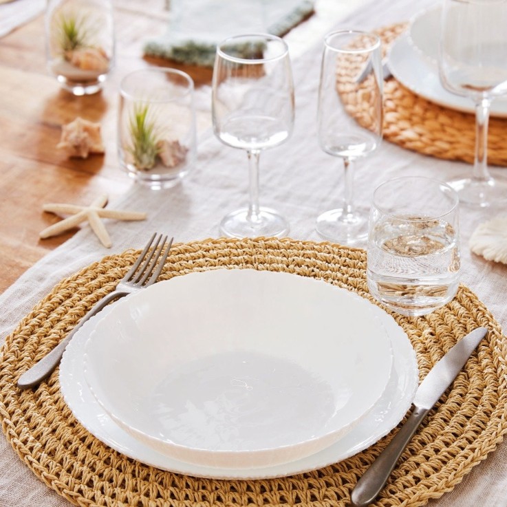 6 assiettes creuses blanches 21cm -AMMONITE