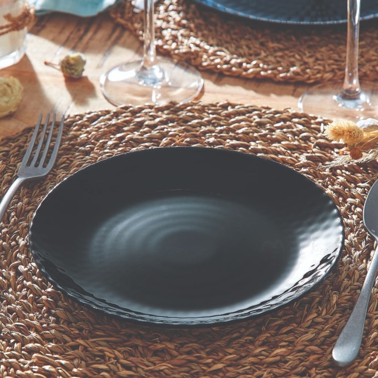 6 assiettes à dessert noires 19 cm -PAMPILLE