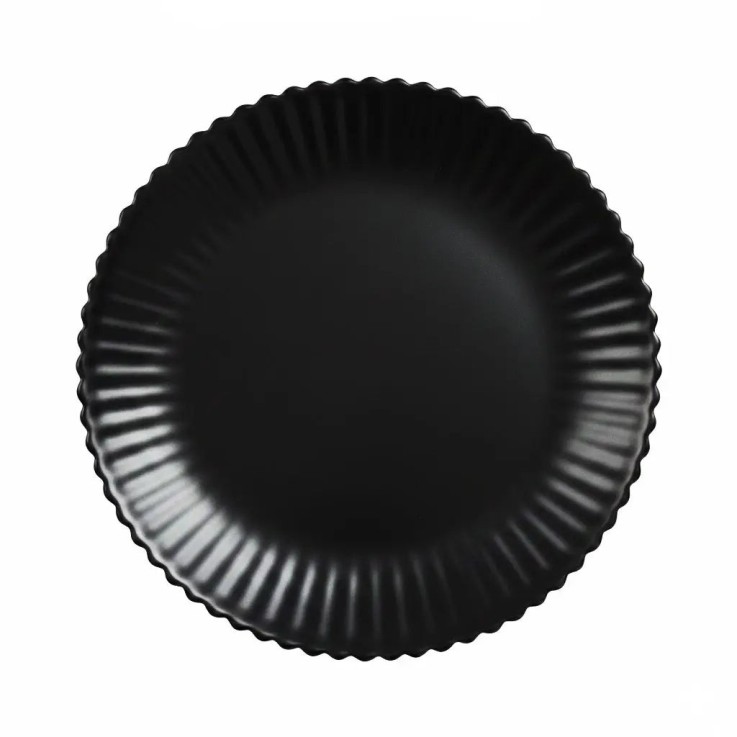 6 assiettes à dessert noires en verre 19 cm -BLOOM