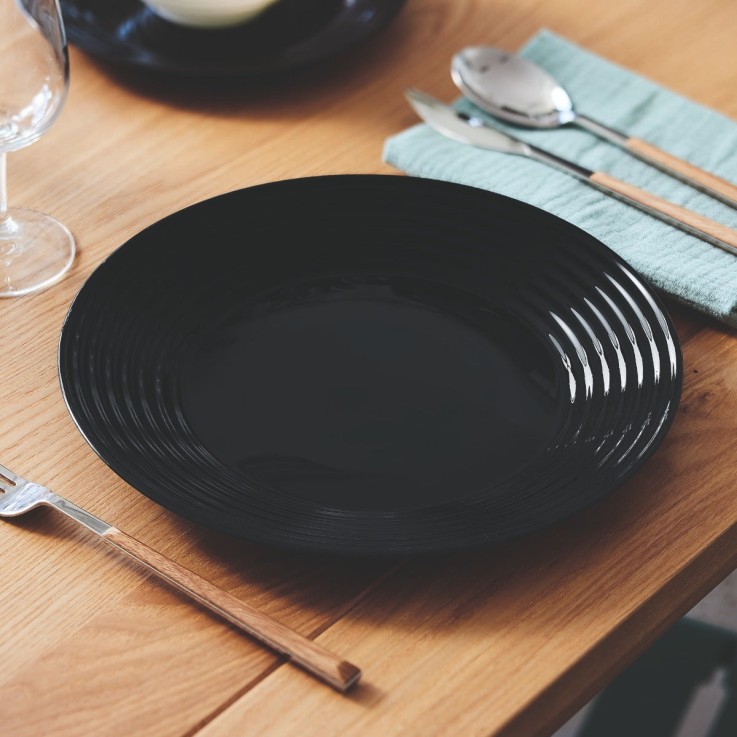 6 assiettes creuses noires 24cm -HARENA