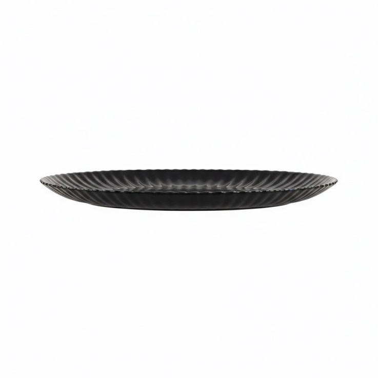 6 assiettes plates noires en verre 25 cm -BLOOM