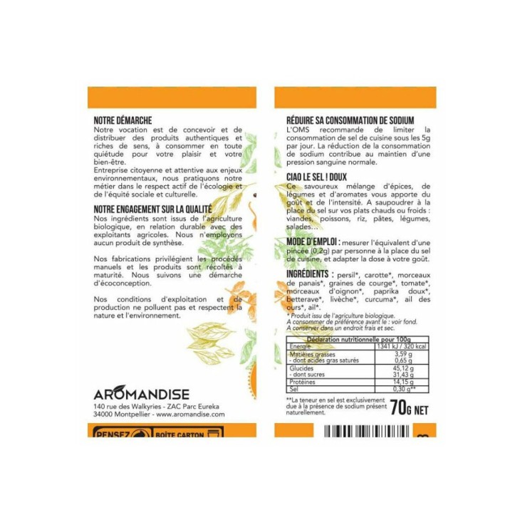 Ciao le Sel Doux - Substitut de Sel bio 70g