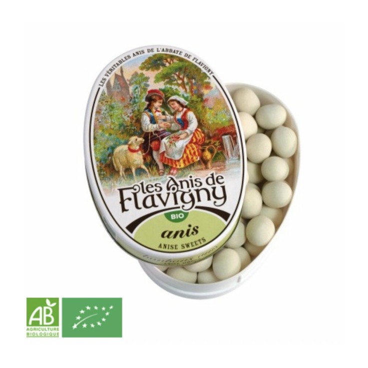 Bonbons Anis de Flavigny Bio - Boîte métal 50g