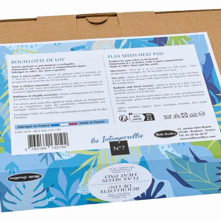 Bouillotte de lin® L'Intemporelle N°7 - Motif Jungle Bleu
