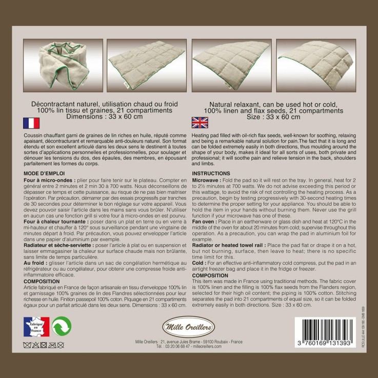 Compresse de Lin Universelle - Décontractant naturel - 33 x 60 cm