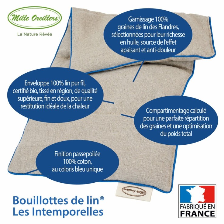 Bouillotte de lin® L'Intemporelle N°5 - Motif Bleu floral