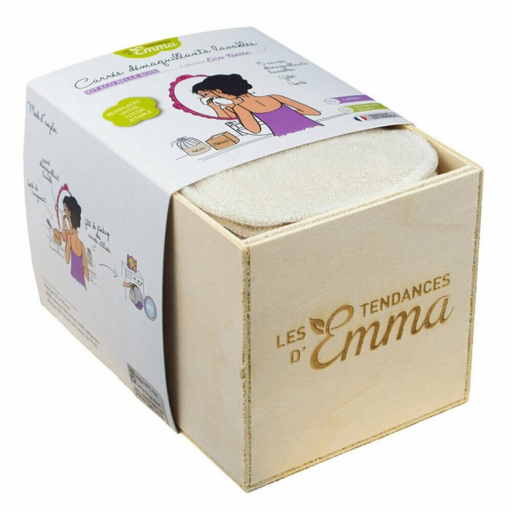 Kit Eco Belle Bois Coton bio biface - 15 carrés démaquillants lavables