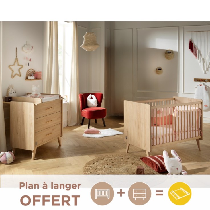 Chambre bébé Arty : Lit et Commode à langer