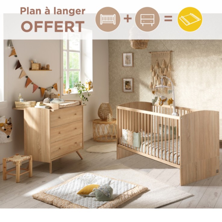 Chambre bébé évolutive Access : Lit et Commode à langer