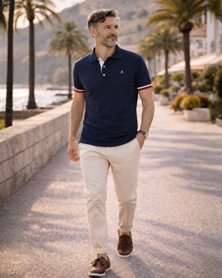 Polo Paul Coton Bio Bleu