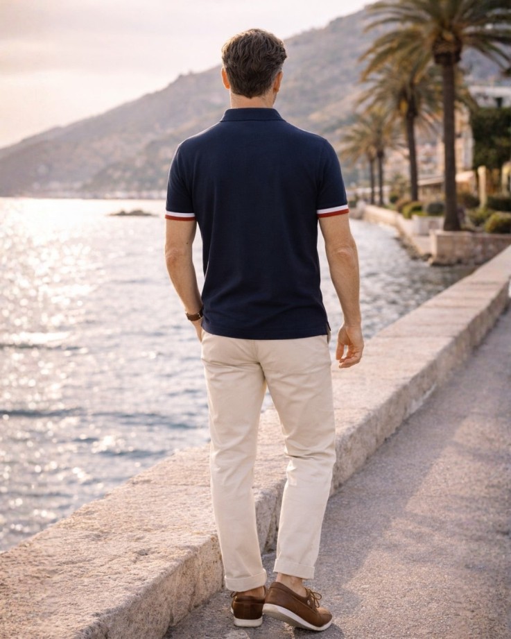 Polo Paul Coton Bio Bleu