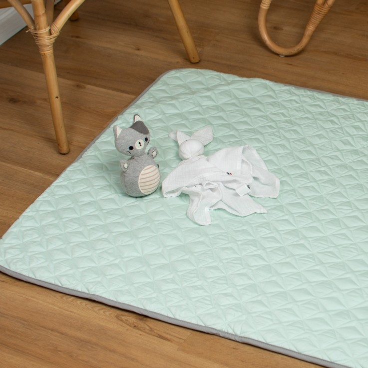 Tapis de parc, tapis d'éveil bébé réversible en coton piqué