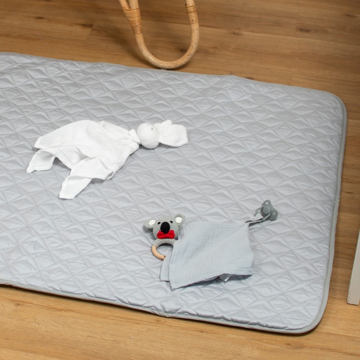 Tapis de parc, tapis d'éveil bébé réversible en coton piqué