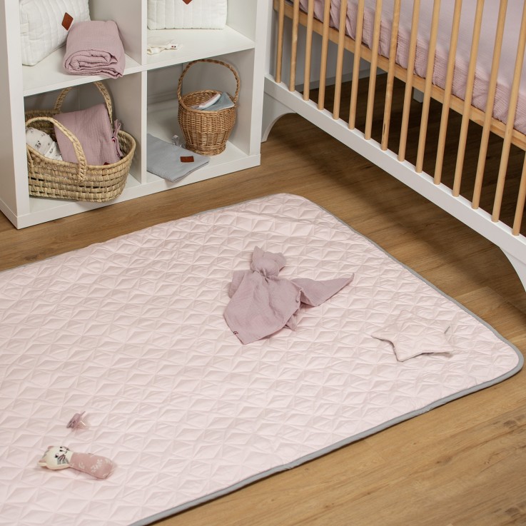 Tapis de parc, tapis d'éveil bébé réversible en coton piqué