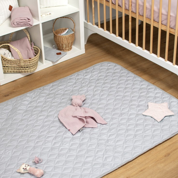 Tapis de parc, tapis d'éveil bébé réversible en coton piqué