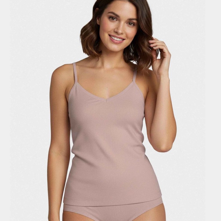 Débardeur vieux rose Lyocell col V confortable respirant