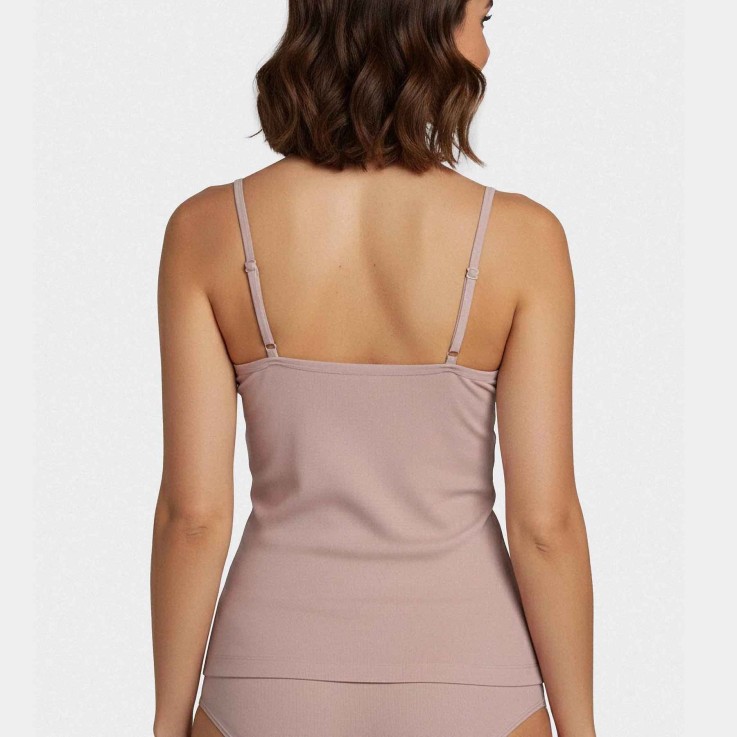 Débardeur vieux rose Lyocell col V confortable respirant