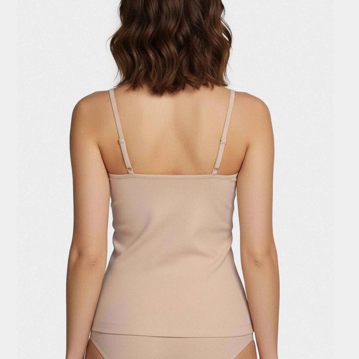 Débardeur beige Lyocell col V confortable respirant