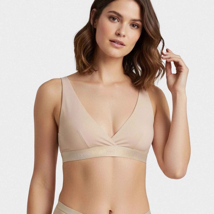 Soutien-gorge triangulaire beige Lyocell sans armature