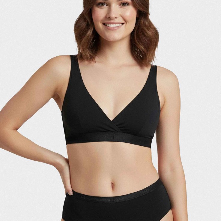 Soutien-gorge triangulaire noir Lyocell sans armature