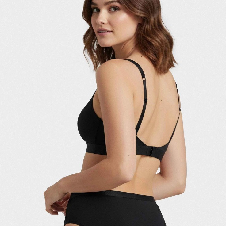 Soutien-gorge triangulaire noir Lyocell sans armature