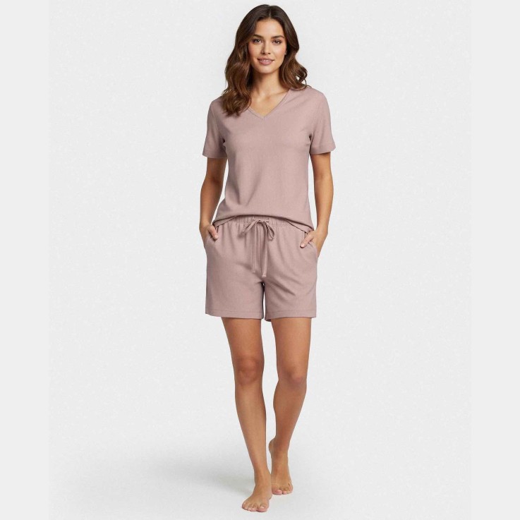 Pyjama vieux rose Lyocell manches courtes confortable respirant