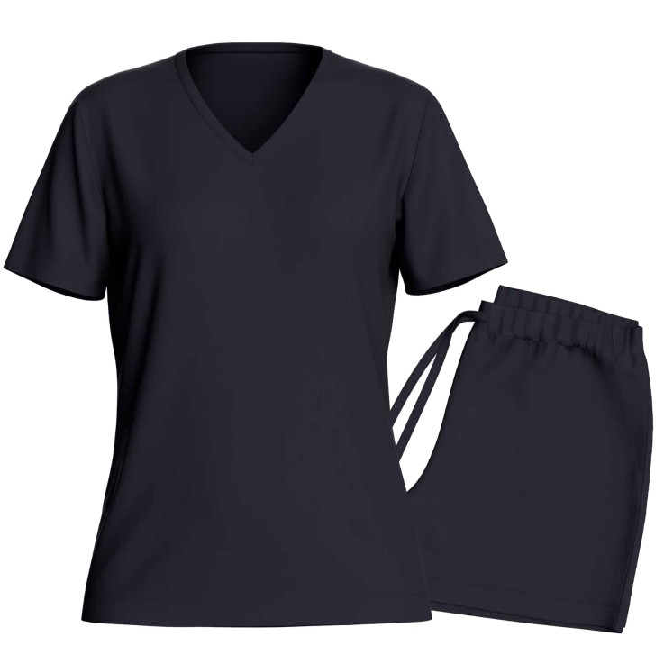 Pyjama bleu marine Lyocell manches courtes confortable respirant