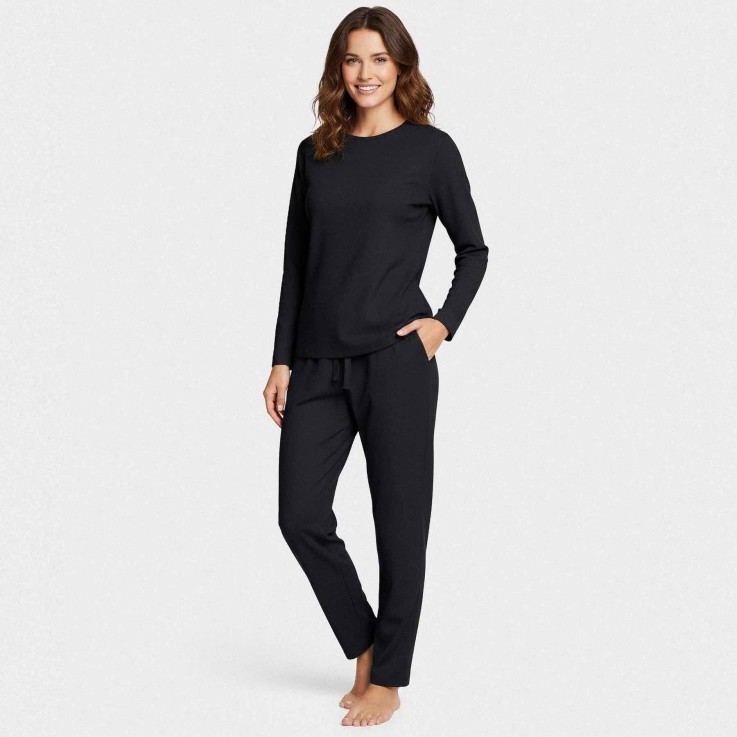 Pyjama bleu marine manches longues Lyocell confortable respirant