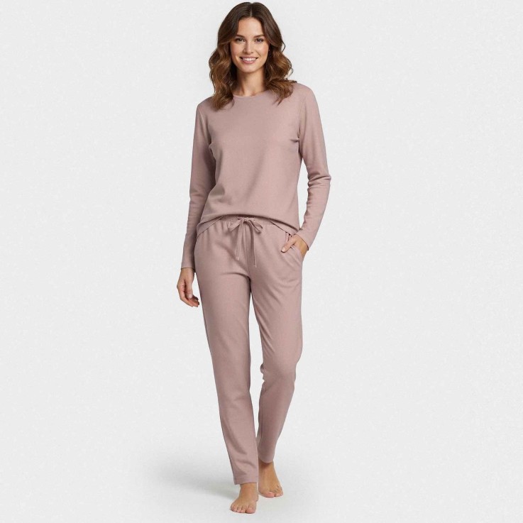 Pyjama vieux rose manches longues Lyocell confortable respirant