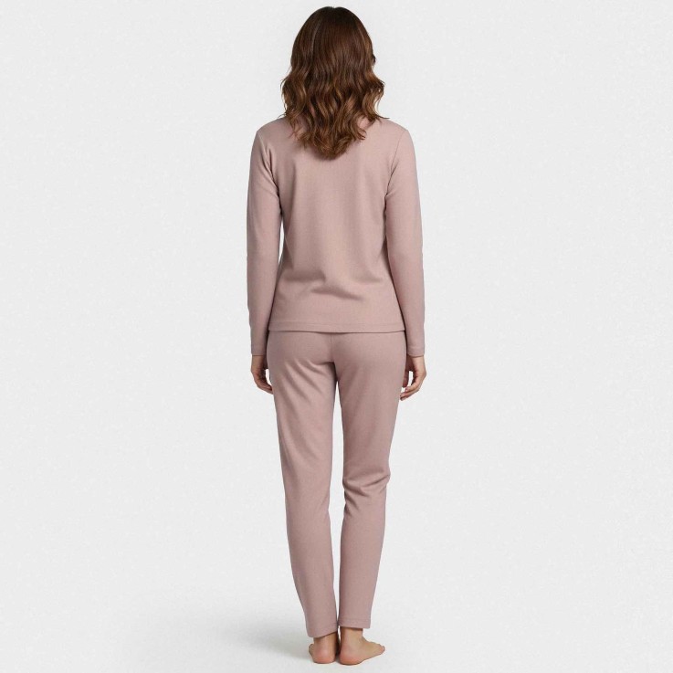 Pyjama vieux rose manches longues Lyocell confortable respirant