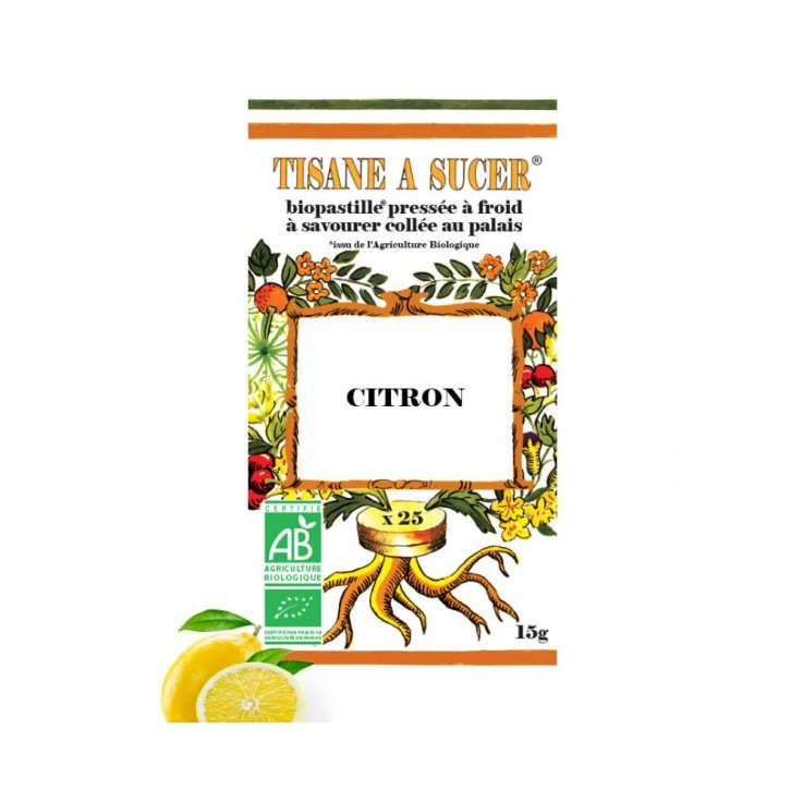 Tisane à sucer - Citron Bio - 25 pastilles