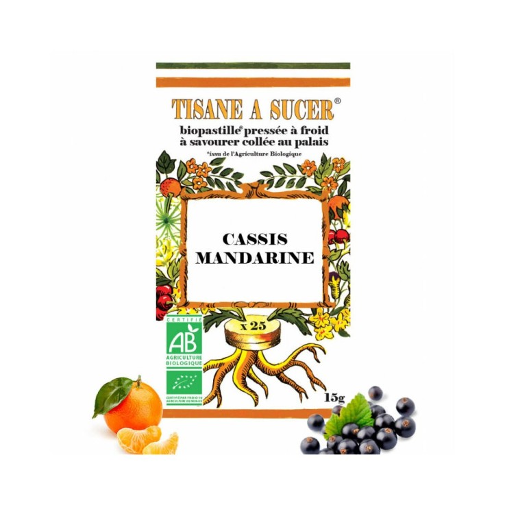 Tisane à sucer - Cassis Mandarine Bio - 25 pastilles