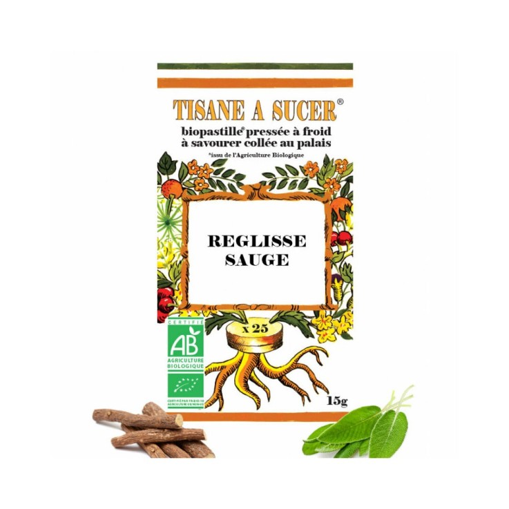Tisane à sucer - Réglisse Sauge Bio - 25 pastilles