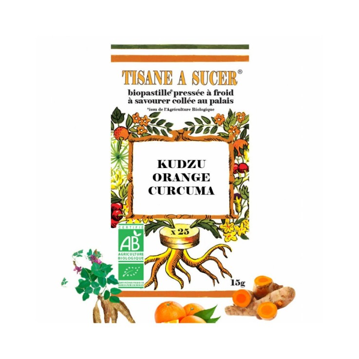 Tisane à sucer - Kudzu Orange Curcuma Bio - 25 pastilles