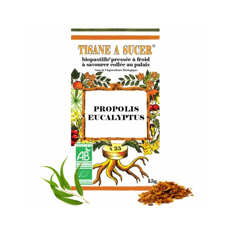 Tisane à sucer - Propolis Eucalyptus Bio - 25 pastilles
