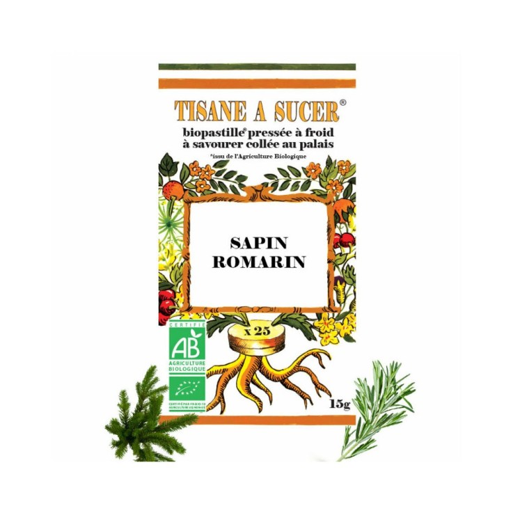 Tisane à sucer - Sapin Romarin Bio - 25 pastilles