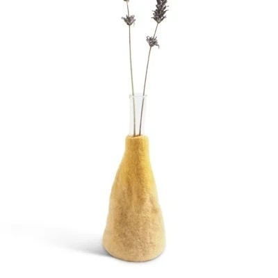 Vase en laine Jaune