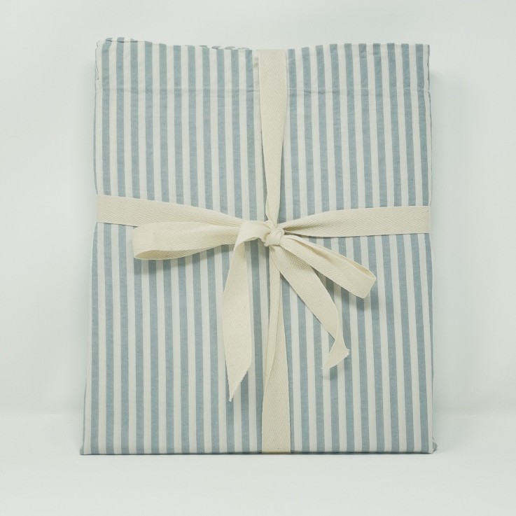 Drap plat 1 personne Percale de Coton Bio Rayé