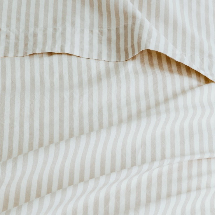 Drap plat adulte Percale de Coton Bio Rayé
