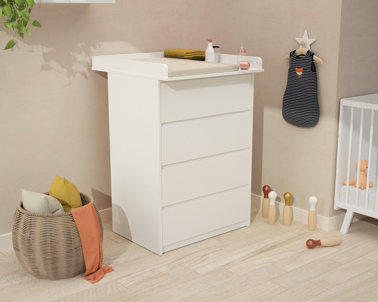 Commode 4 tiroirs avec plan a langer 70 cm