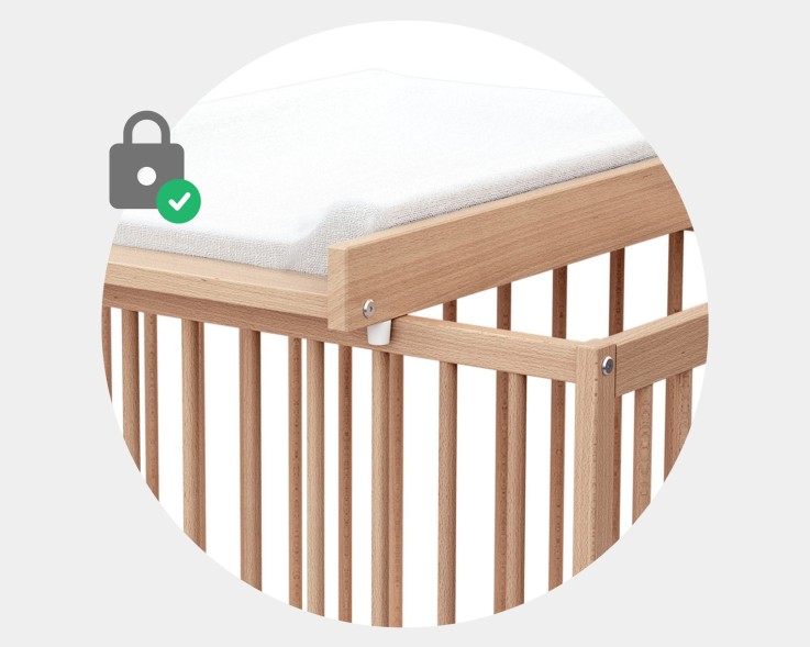 Plan à langer amovible MONA pour lit bébé en bois 60 x 120 cm