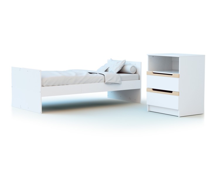 Combiné lit bébé évolutif en bois CARROUSEL Blanc et Hêtre Verni 60 x 120 cm