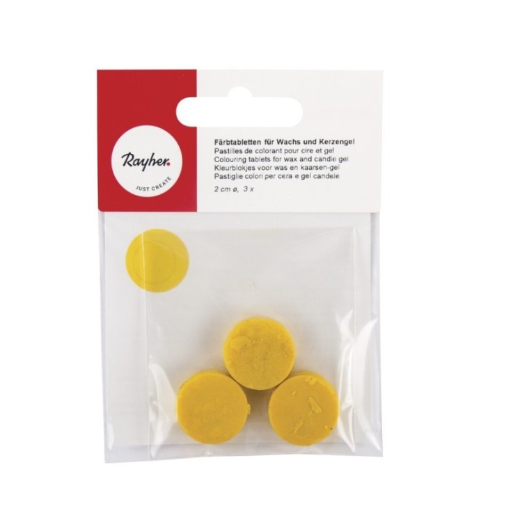 Pastilles de colorant pour cire et gel, 3 pces, 2 cm jaune