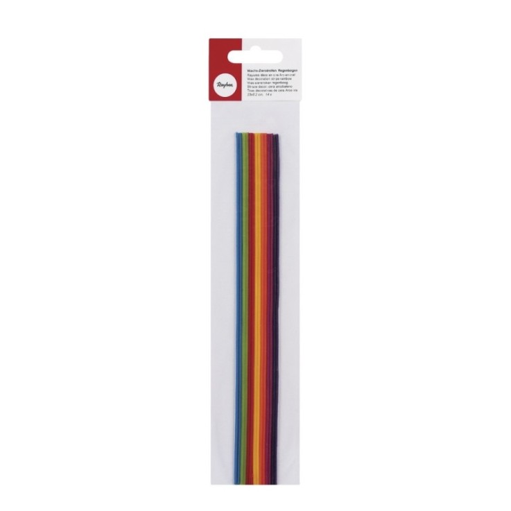 Rayures déco en cire Arc - en - ciel, 2 mm, 23 cm, 14 pces