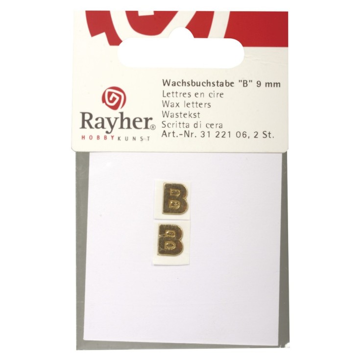 Lettres en cire - B - , or, 9mm, 2 pces