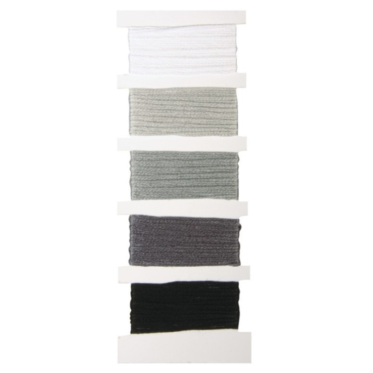 Fil en coton StitchetKnot, 5 couleurs chaque 10m en , gris granite
