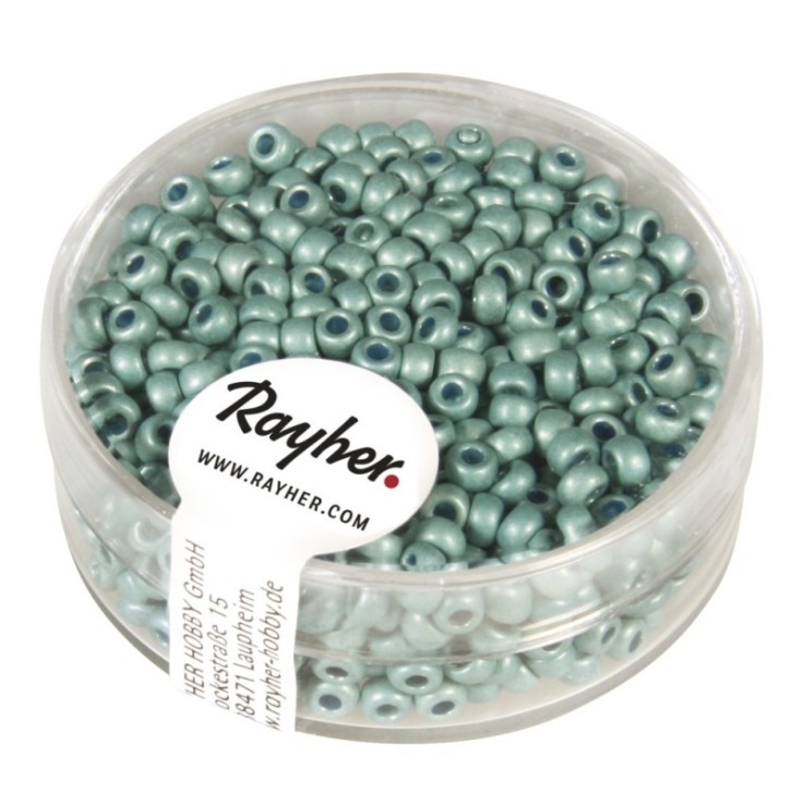 Metallic - rocailles, dépolies, turquoise, 2,6 mm ø, boîte 17 g