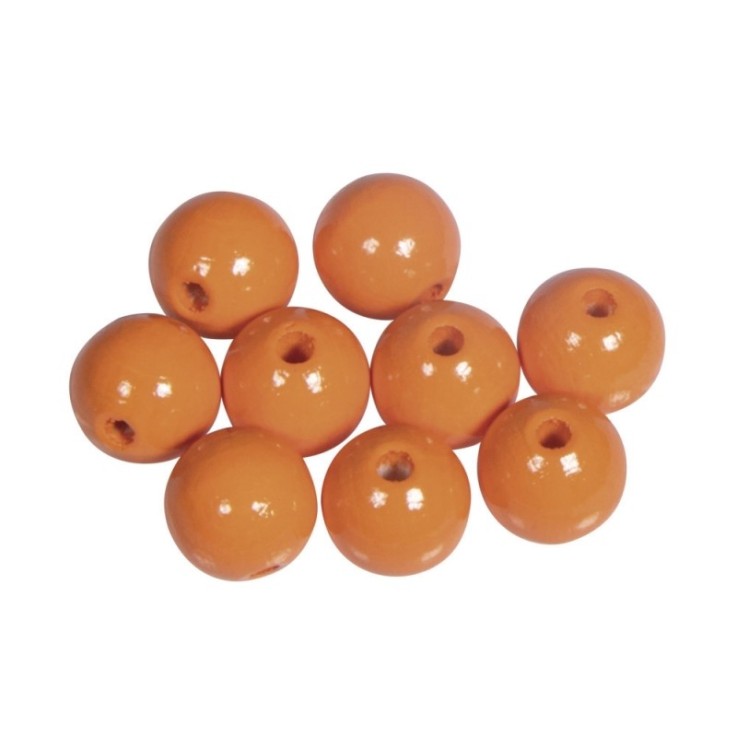 Perles en bois FSC 100%, polies, 12mm 32 pièces , orange